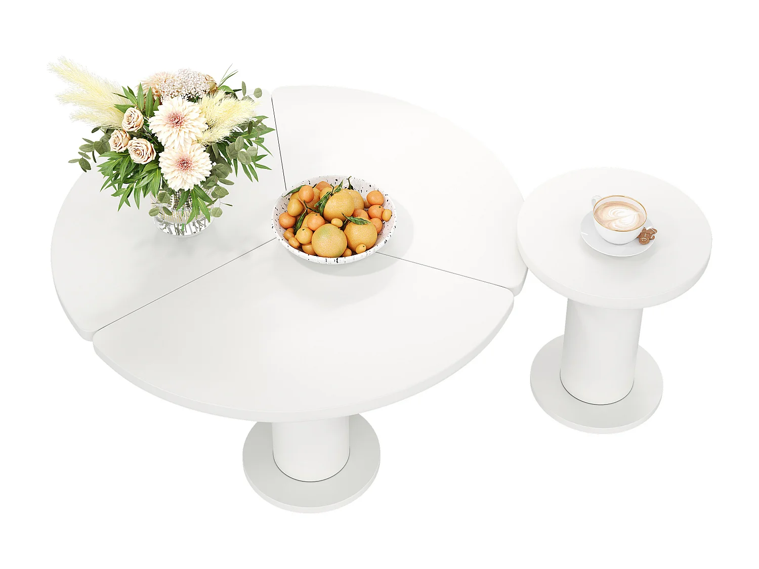 Zestaw 2 okrągłych stolików kawowych - D 100 x W 40 cm + D 39,8 x W 42,2 cm - Drewno MDF - Biały