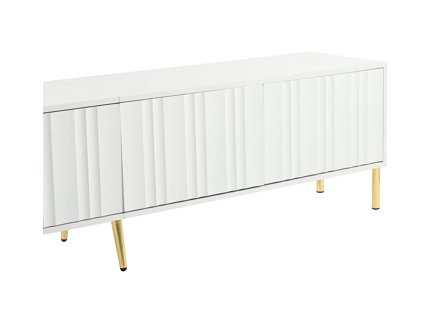 Meuble TV avec 4 portes - 170 x 38 x 48 cm - Bois MDF et panneaux de particules - Blanc