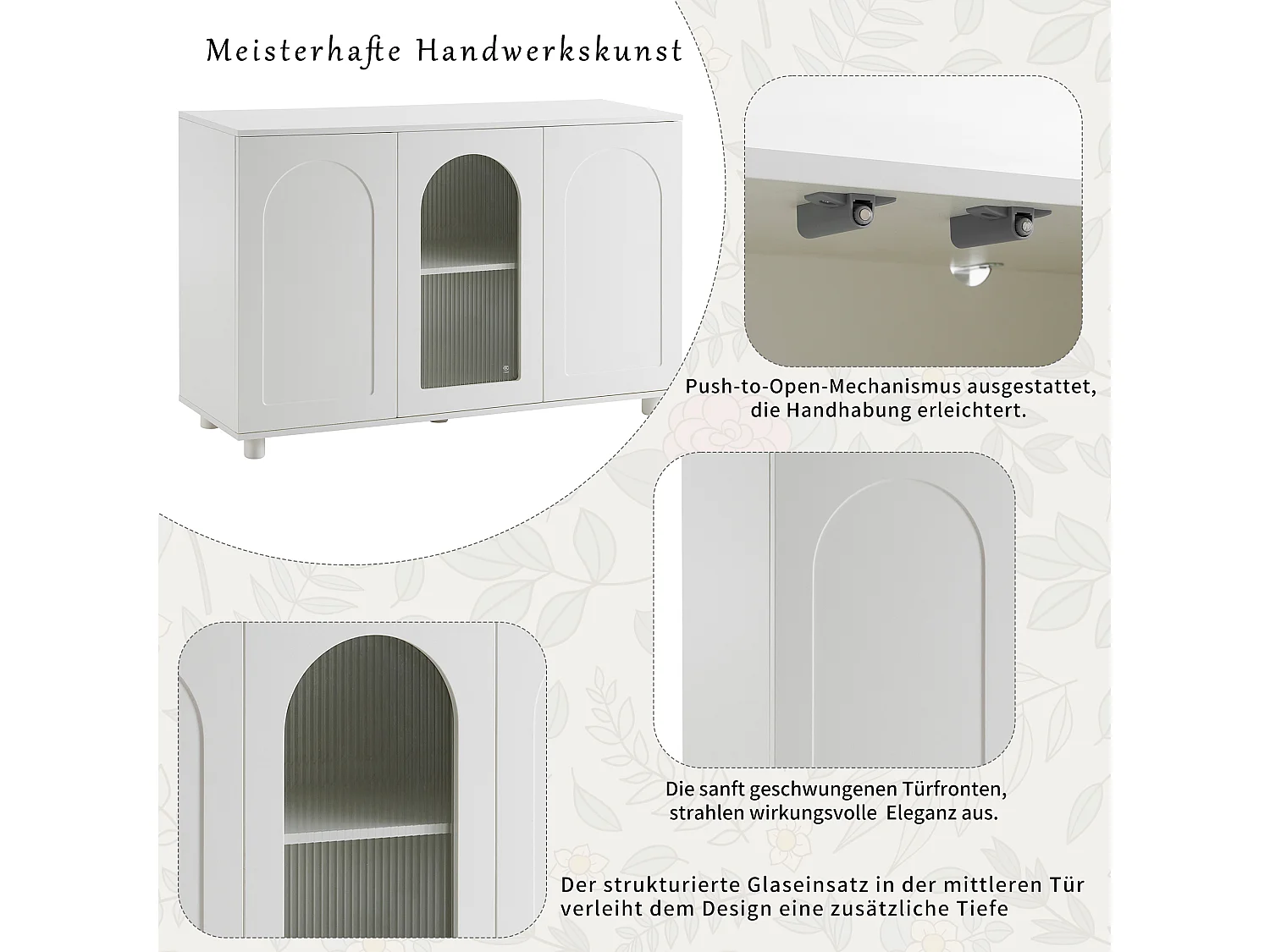 Buffet moderne avec 3 portes  - 120 x 40 x 78.5 cm - MDF et panneaux de particules - pour salon ou cuisine - Blanc