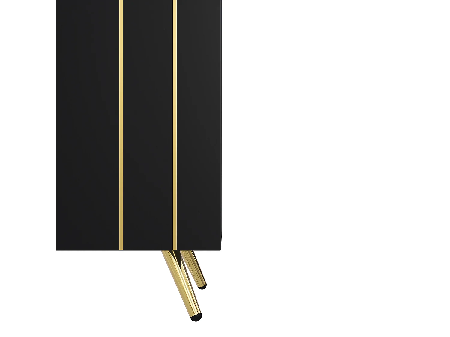 Aparador com 4 portas - 160 x 38 x 80 cm - Aglomerado e metal dourado - Preto