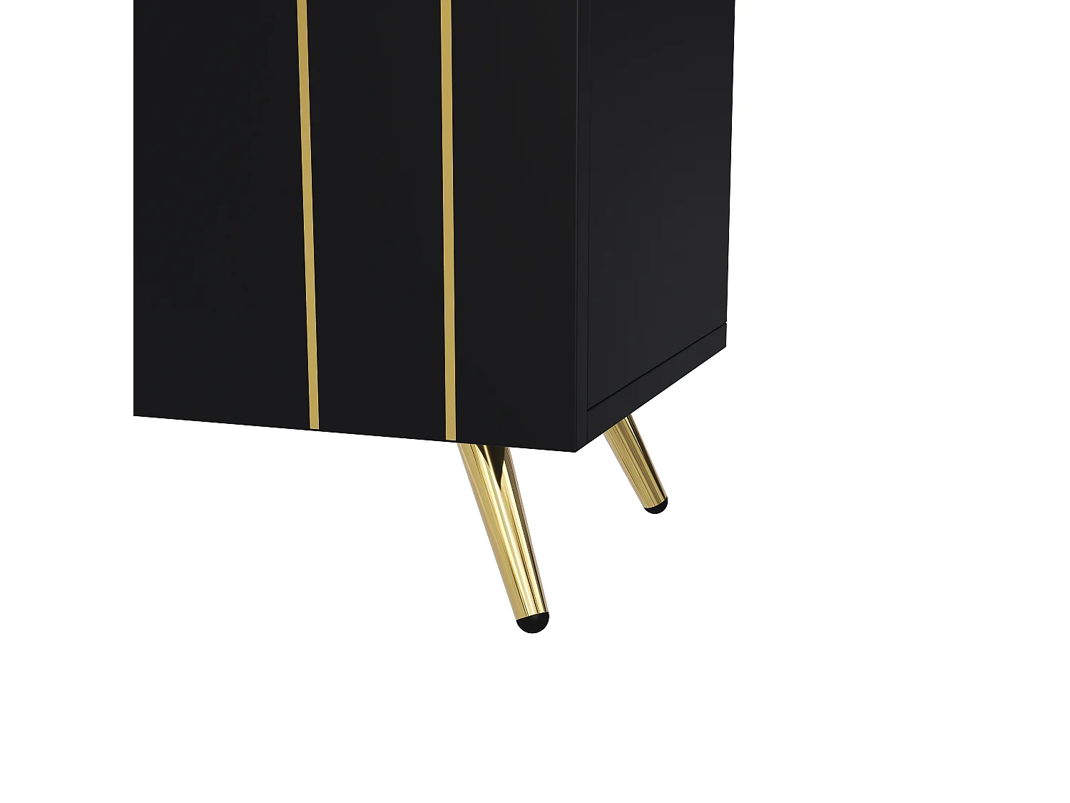 Aparador com 4 portas - 160 x 38 x 80 cm - Aglomerado e metal dourado - Preto