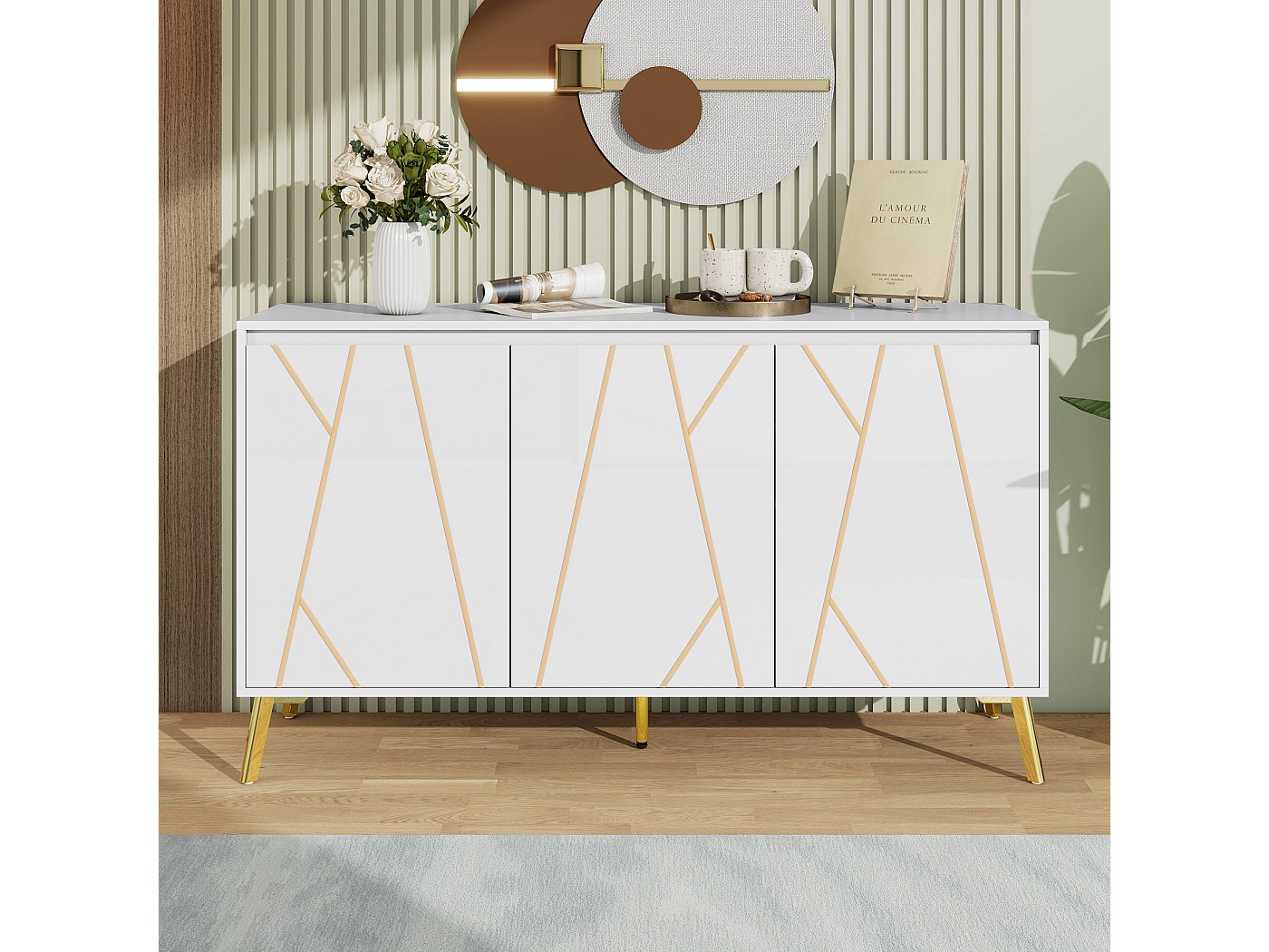 Vitrine En Verre Avec LED 3 Couleurs – 140x40x75 Cm, Verre Trempé Et MDF, Pour Salon Ou Bureau