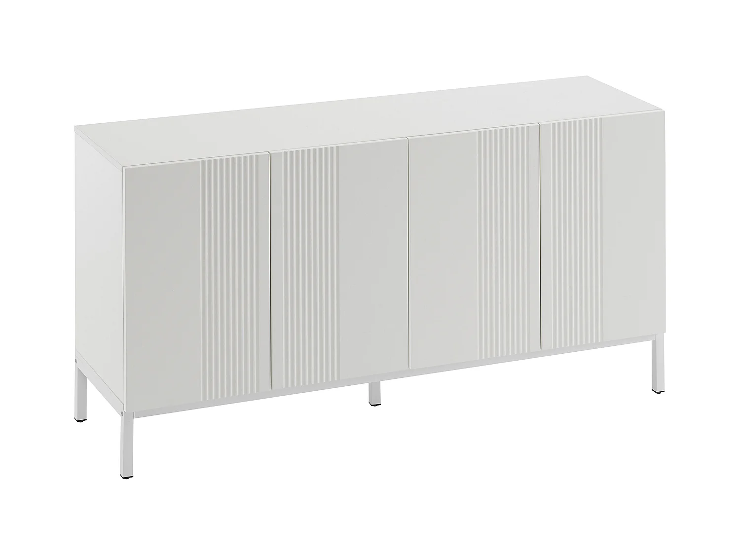Buffet moderne avec 4 portes - 140 x 41.5 x 80 cm - MDF et panneaux de particules - pour salon ou cuisine - Blanc