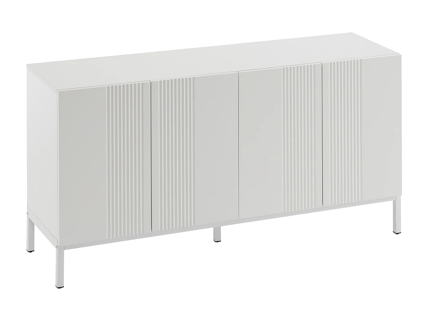 Modernes Sideboard mit 4 Türen – 140 x 41,5 x 80 cm – MDF und Spanplatte – für Wohnzimmer oder Küche – Weiß