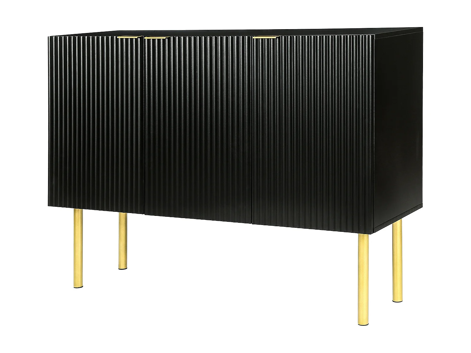 Credenza moderna con 3 ante - 120 x 42 x 93 cm - MDF - Ripiani regolabili e gambe in metallo - Nero