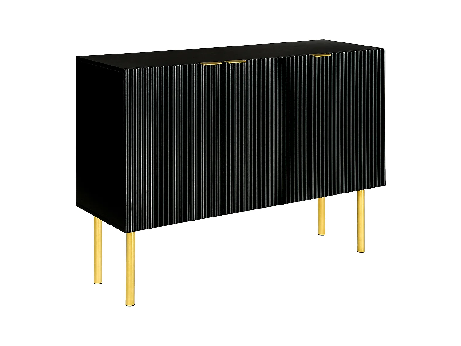 Buffet moderne avec 3 portes - 120 x 42 x 93 cm - MDF - Etagères réglables et pieds en métal - Noir