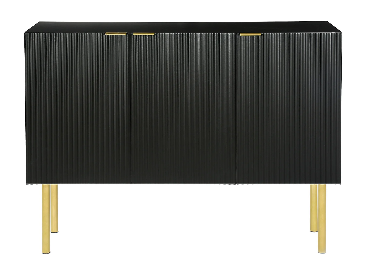 Modernes Sideboard mit 3 Türen – 120 x 42 x 93 cm – MDF – verstellbare Einlegeböden und Metallbeine – Schwarz