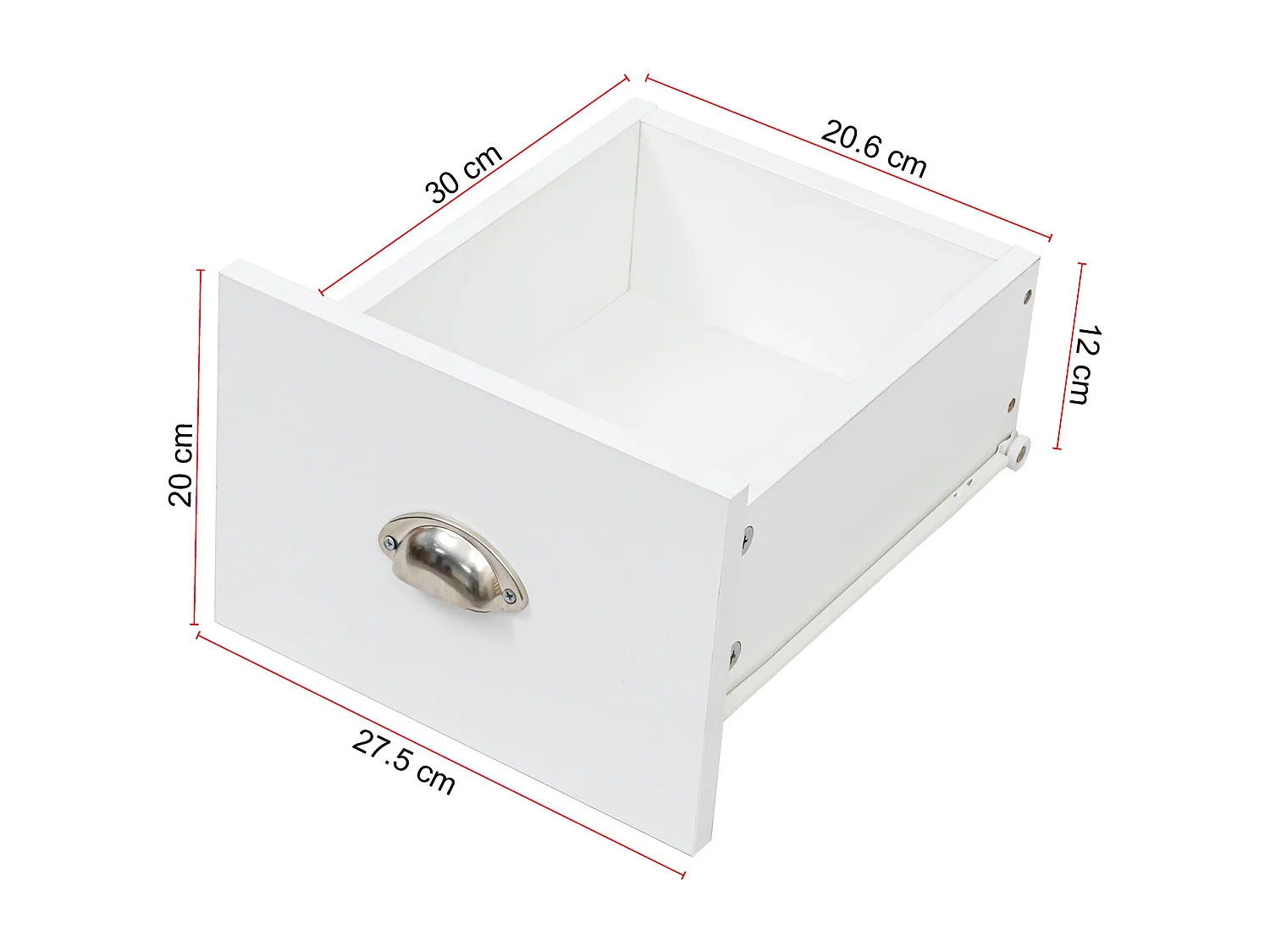 Buffet avec 2 portes et 3 tiroirs - 116 x 35 x 81 cm - MDF et panneaux de particules - Coloris: blanc + bois