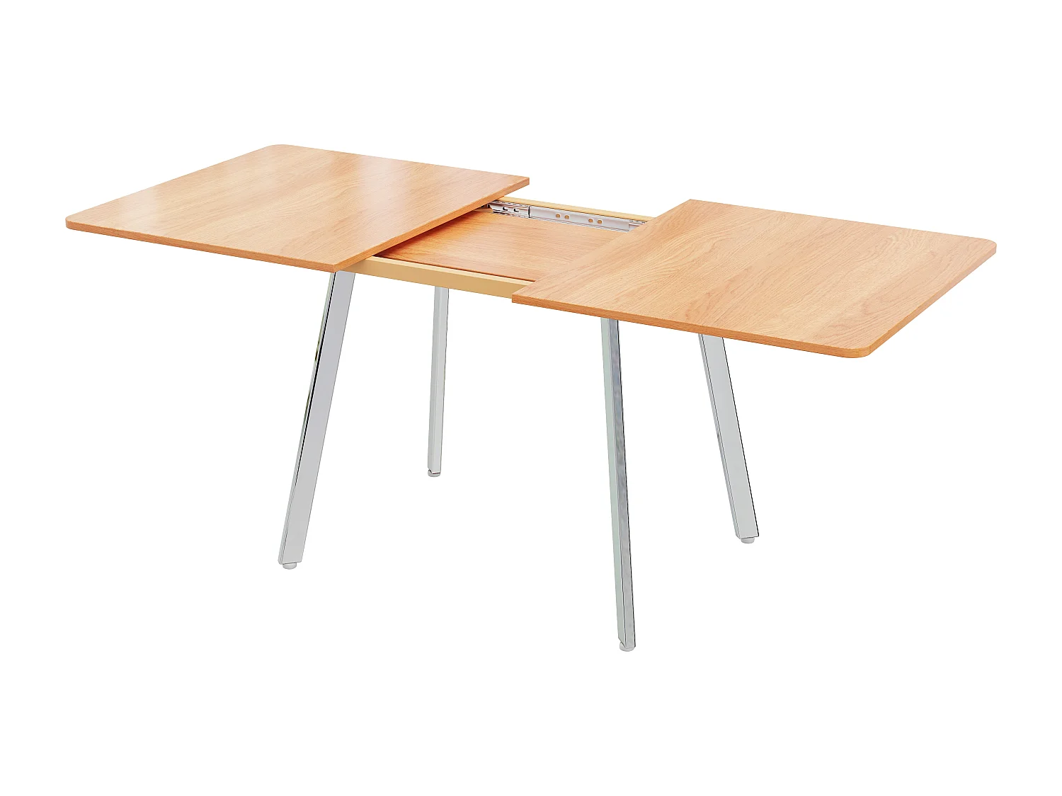 Table à manger extensible 4 à 6 couverts - L 140/180 x l 80 x H 75 cm - Bois MDF et métal - Naturel