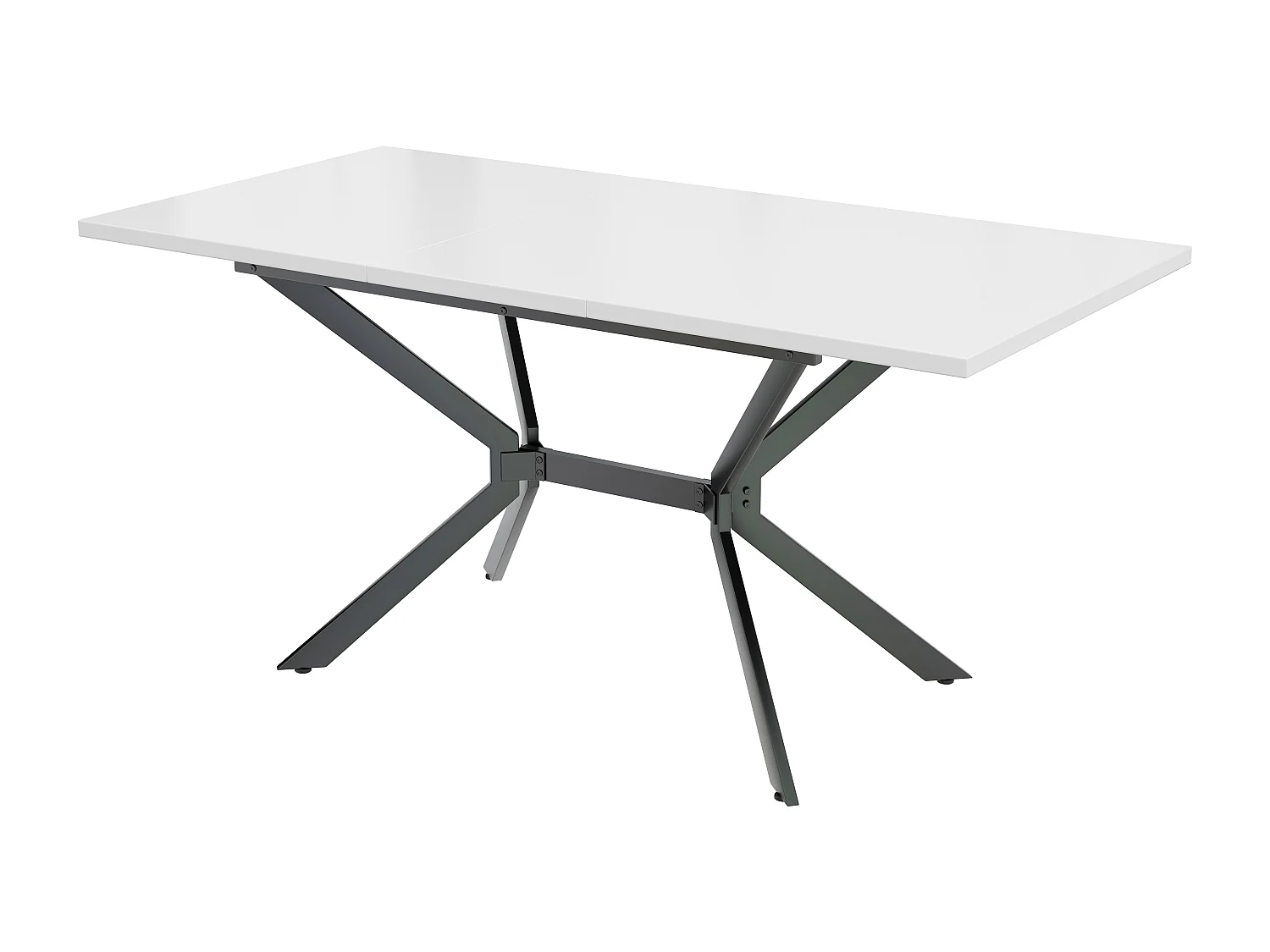 Mesa de jantar extensível para 4 a 6 talheres - C 120/160 x L 80 x A 75 cm - Madeira MDF e metal - Branco