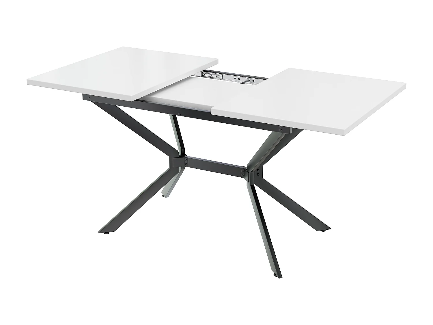 Table à manger extensible 4 à 6 couverts - L 120/160 x l 80 x H 75 cm - Bois MDF et métal - Blanc