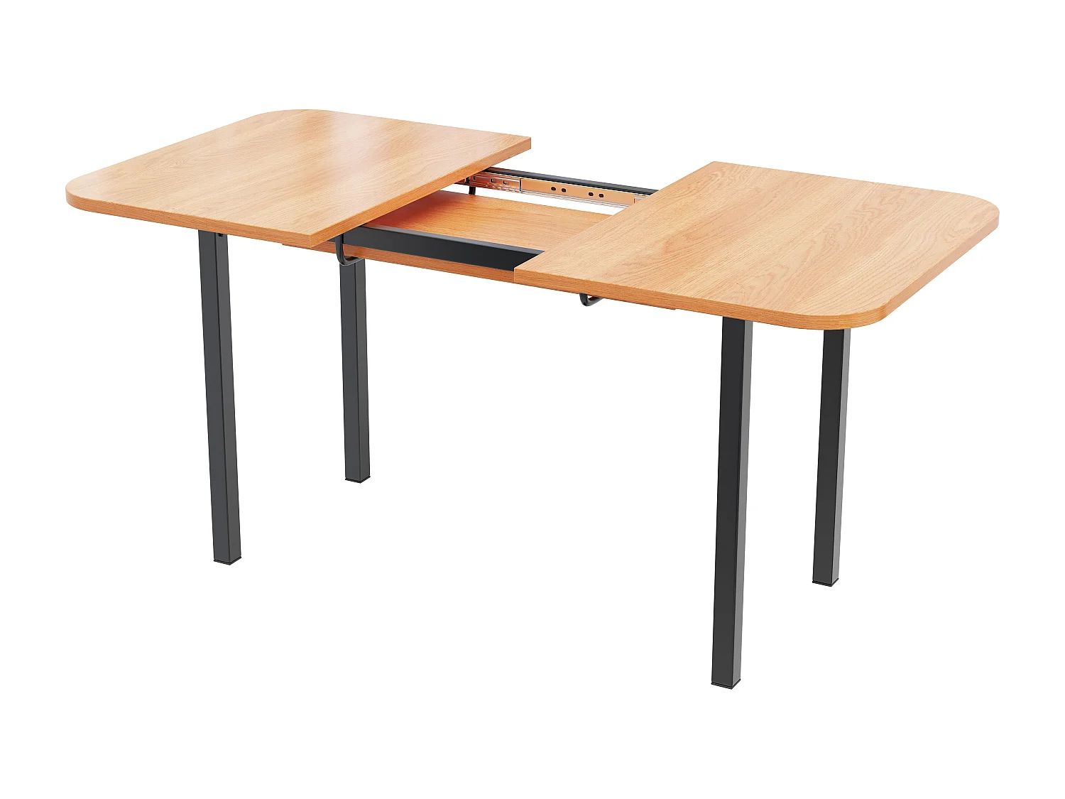 Tavolo da pranzo allungabile da 4 a 6 coperti - L 120/160 x P 80 x H 75 cm - Legno MDF e metallo - Naturale