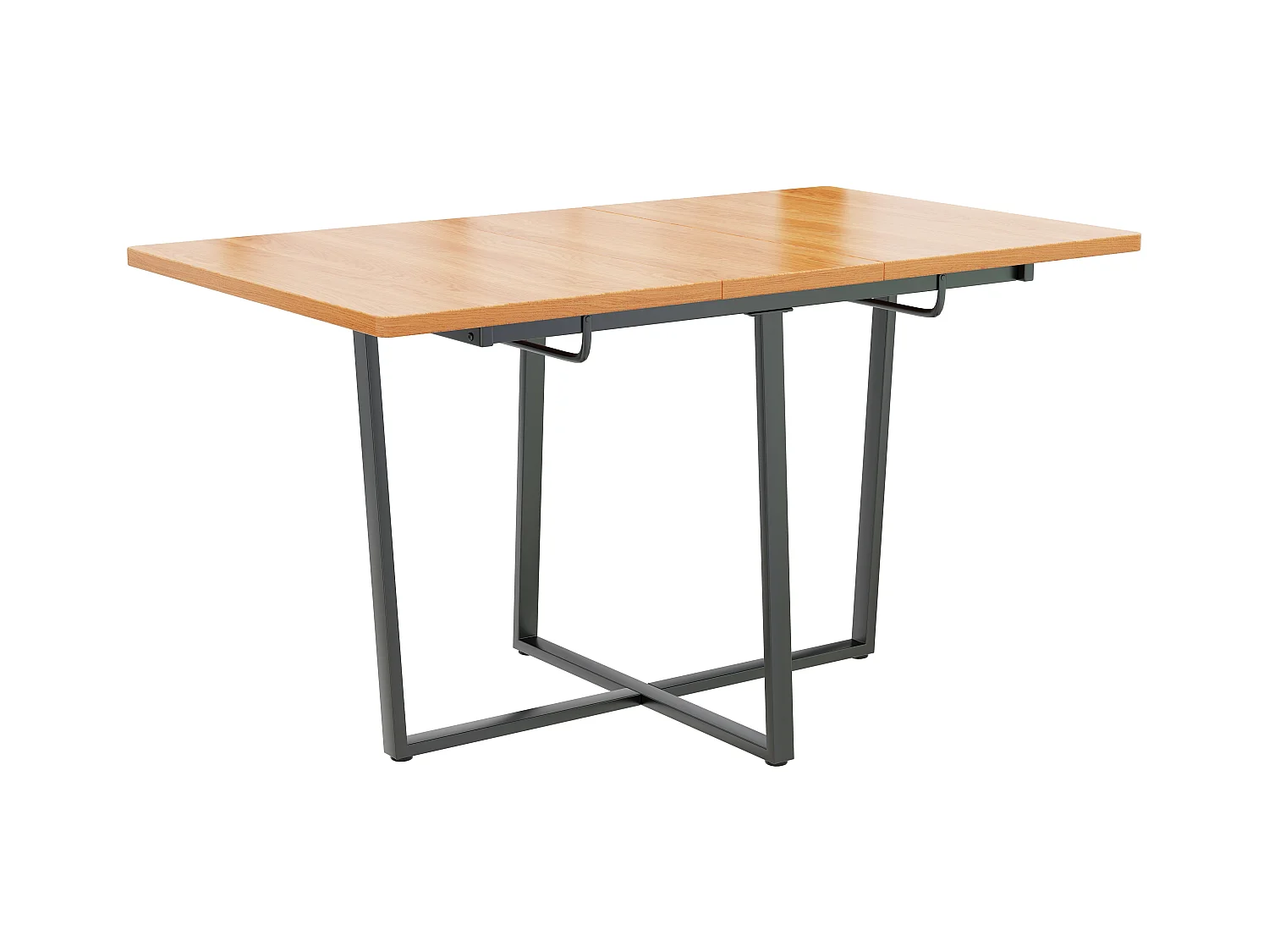 Table à manger extensible 4 à 6 couverts - L 110/140 x l 80 x H 75 cm - Bois et métal - Chêne clair