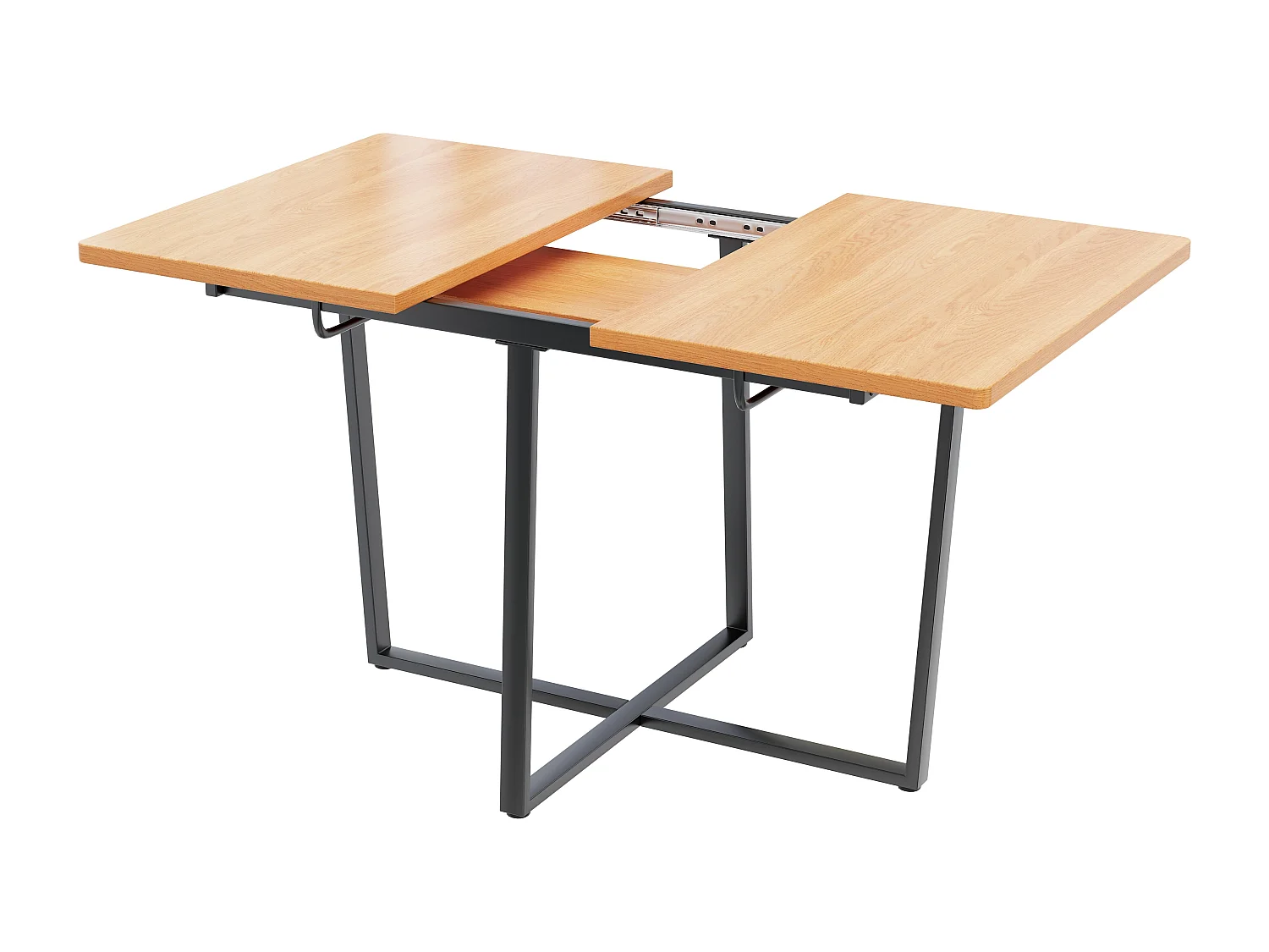Table à manger extensible 4 à 6 couverts - L 110/140 x l 80 x H 75 cm - Bois et métal - Chêne clair
