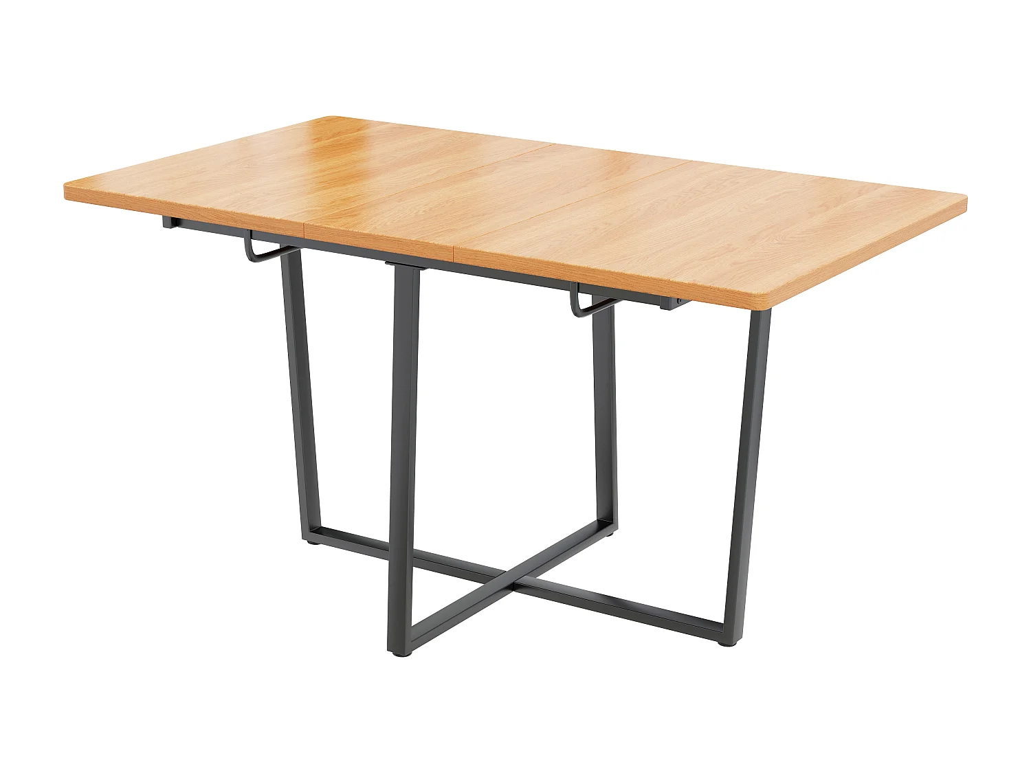 Table à manger extensible 4 à 6 couverts - L 110/140 x l 80 x H 75 cm - Bois et métal - Chêne clair
