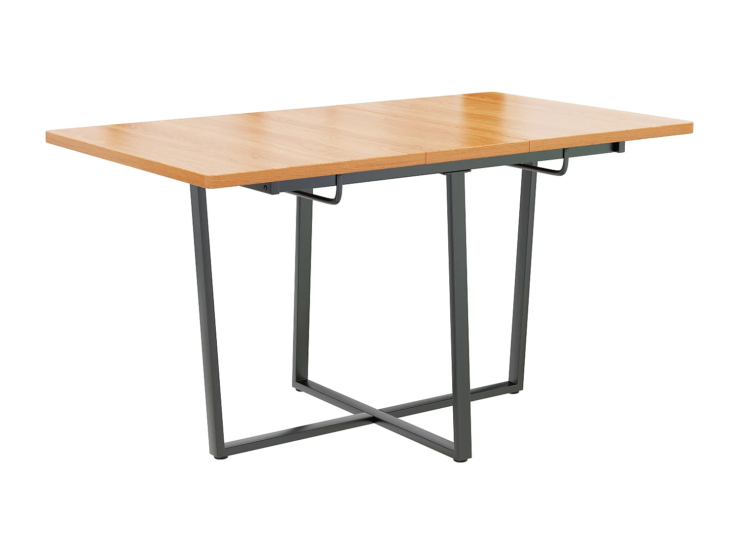Table à manger extensible 4 à 6 couverts - L 110/140 x l 80 x H 75 cm - Bois et métal - Chêne clair