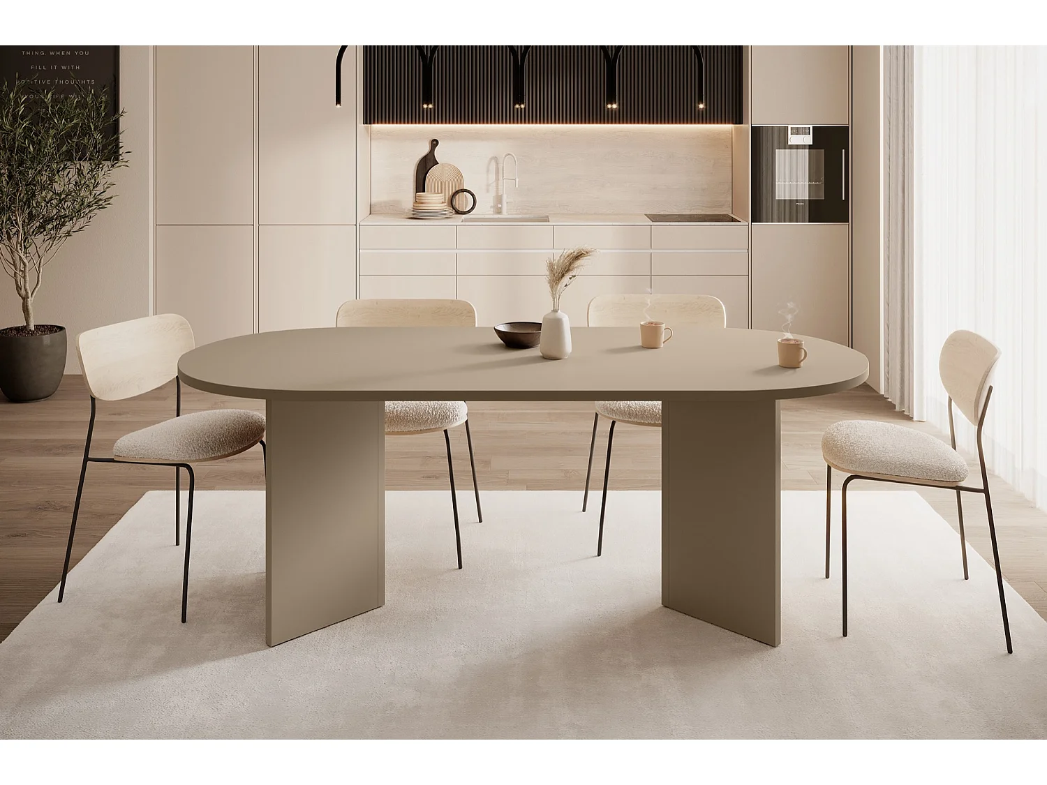 Eettafel - Cappuccino kleur - 90x204 cm - OVO