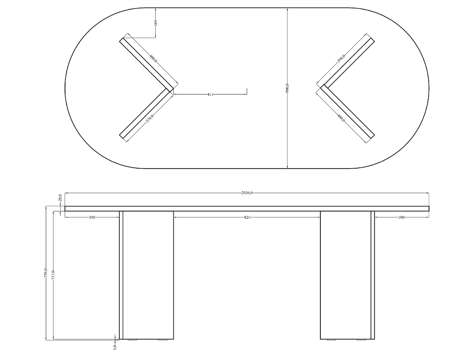 Eettafel - Cappuccino kleur - 90x204 cm - OVO