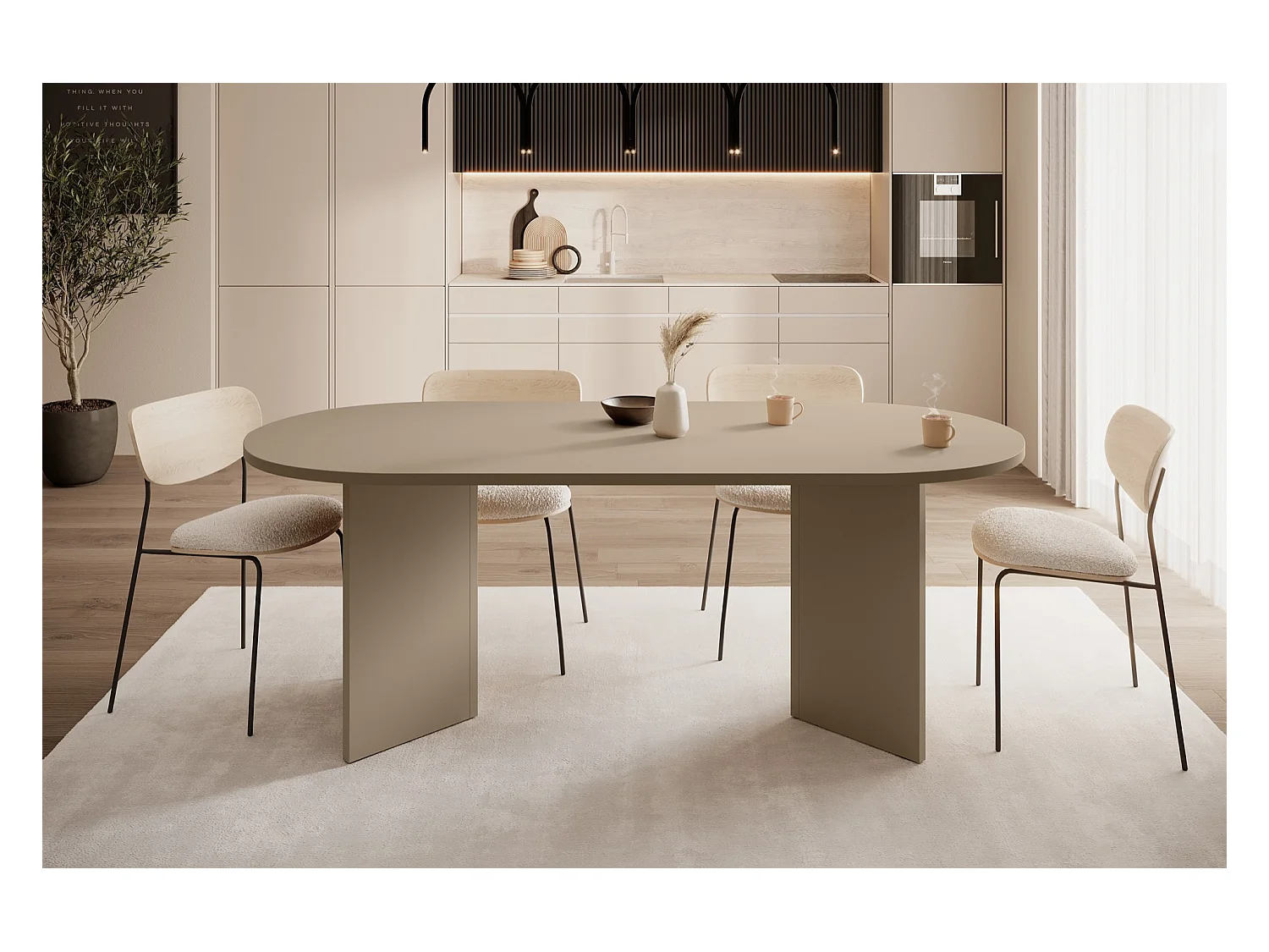 Table à manger - couleur Cappuccino - 90x204 cm - OVO
