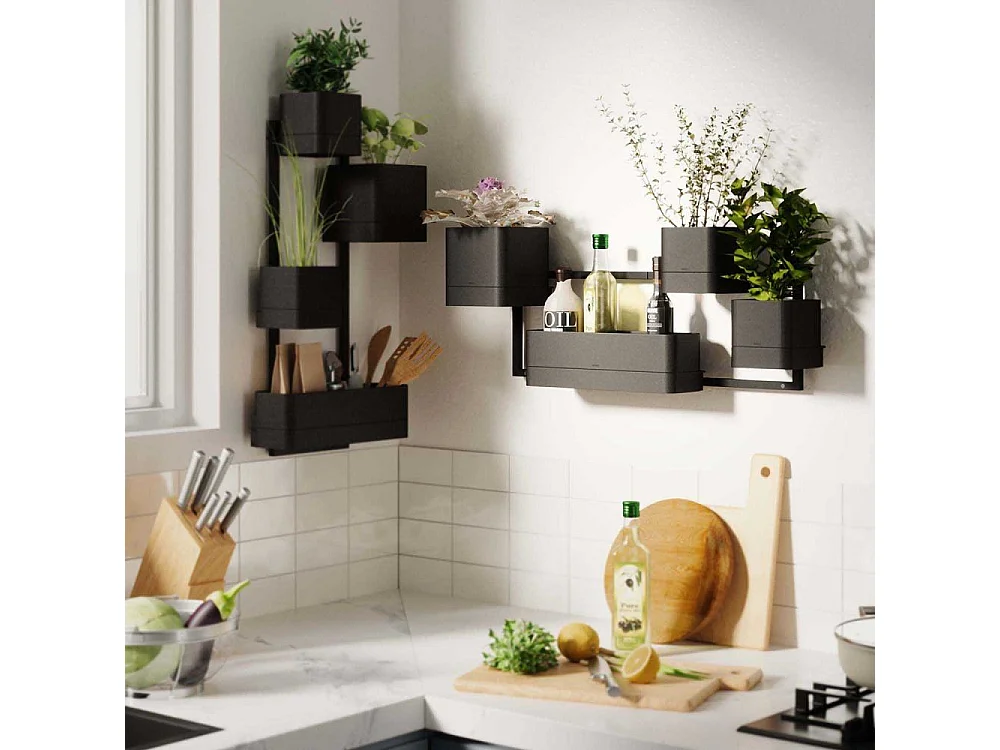 Pots à fleurs muraux Cubiko Noir  Umbra