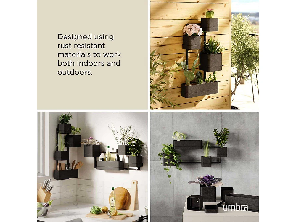 Pots à fleurs muraux Cubiko Noir  Umbra