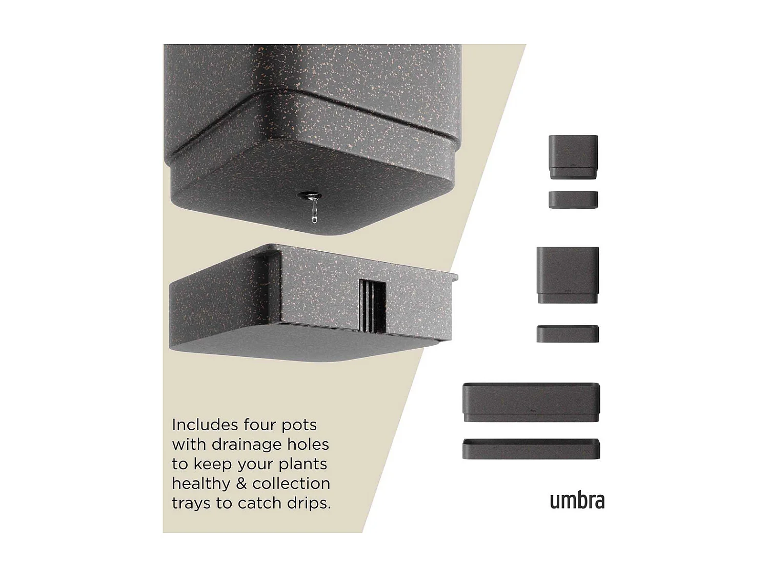 Pots à fleurs muraux Cubiko Noir  Umbra