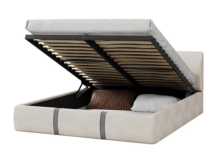 Lit Coffre Fusion 140x200 - Sommier inclus Crème