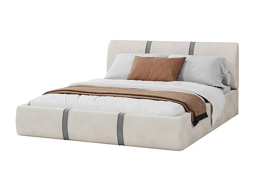 Lit Coffre Fusion 140x200 - Sommier inclus Crème