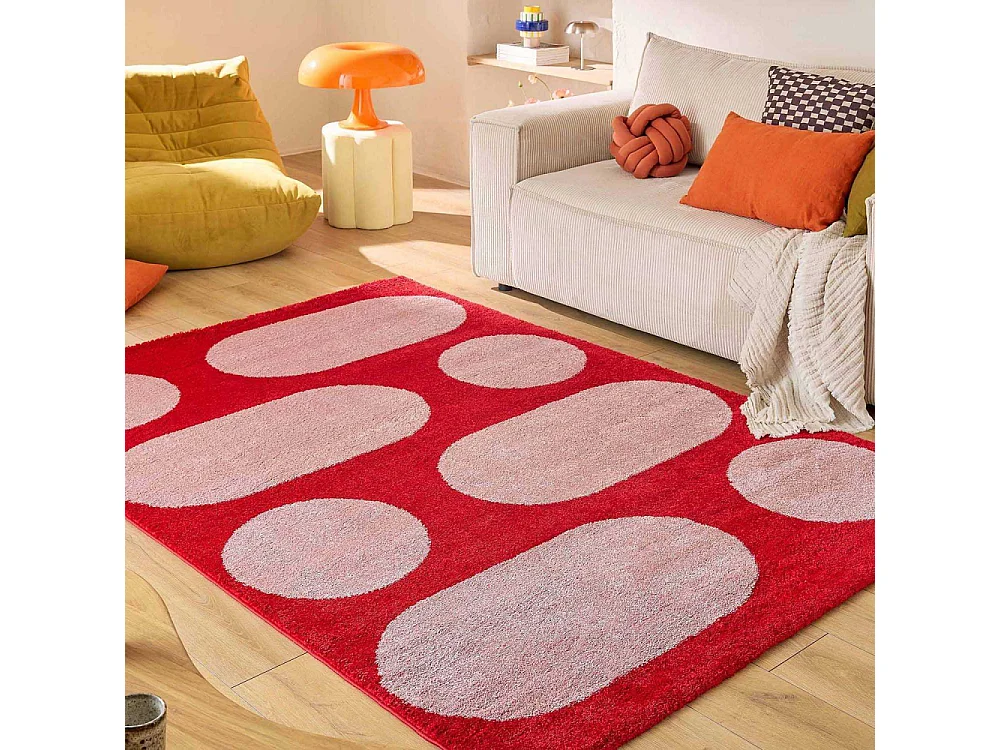 Tapis intérieur à poils longs Swing 381 rouge 80 x 140 cm