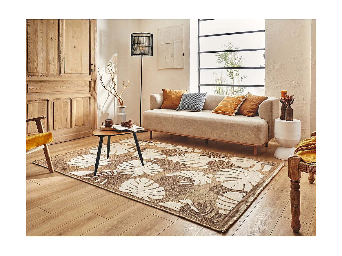 Tapis intérieur extérieur aspect jute marron Tijuana 9062 170 x 120 cm