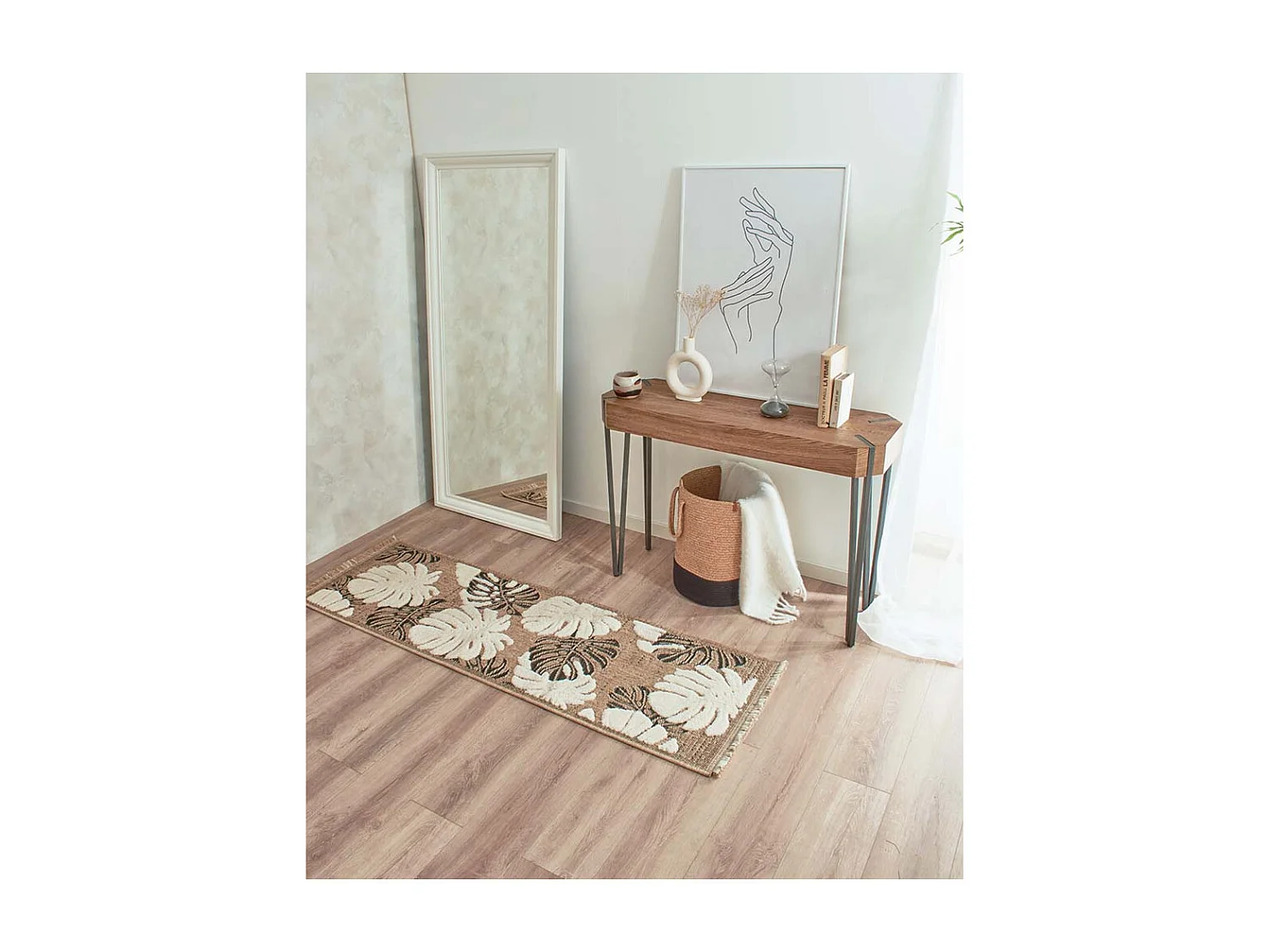 Tapis intérieur extérieur aspect jute noir Tijuana 9062 noir 170 x 120 cm