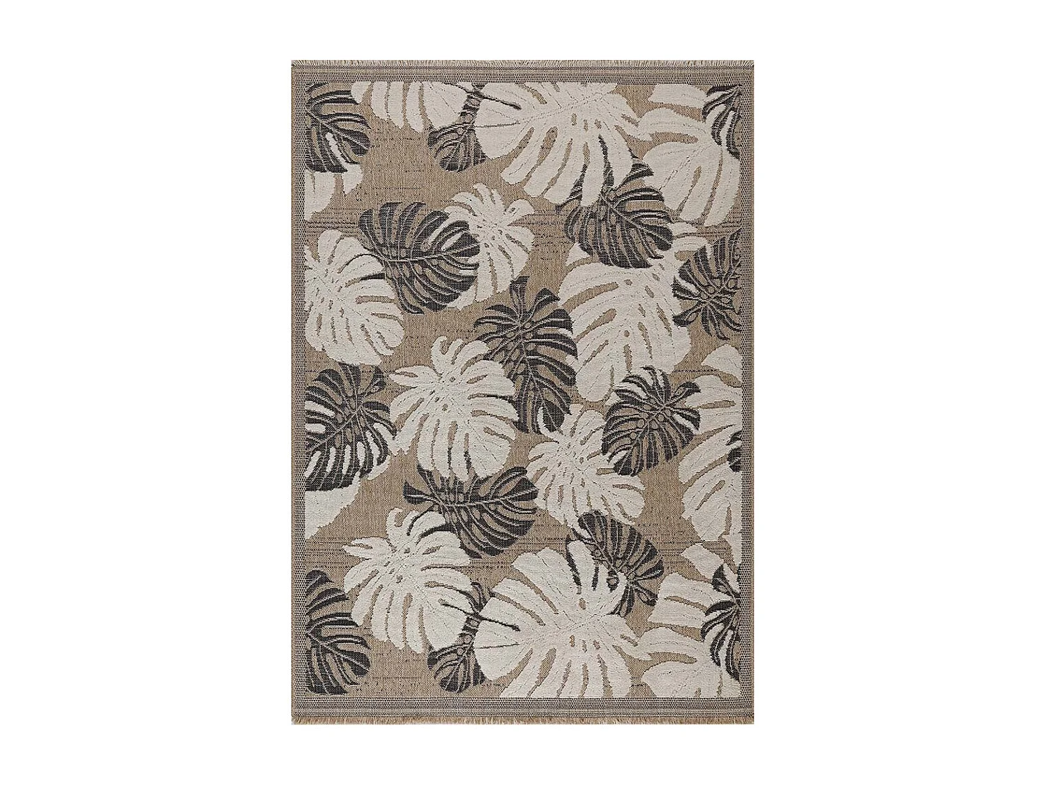 Tapis intérieur extérieur aspect jute noir Tijuana 9062 noir 90 x 67 cm