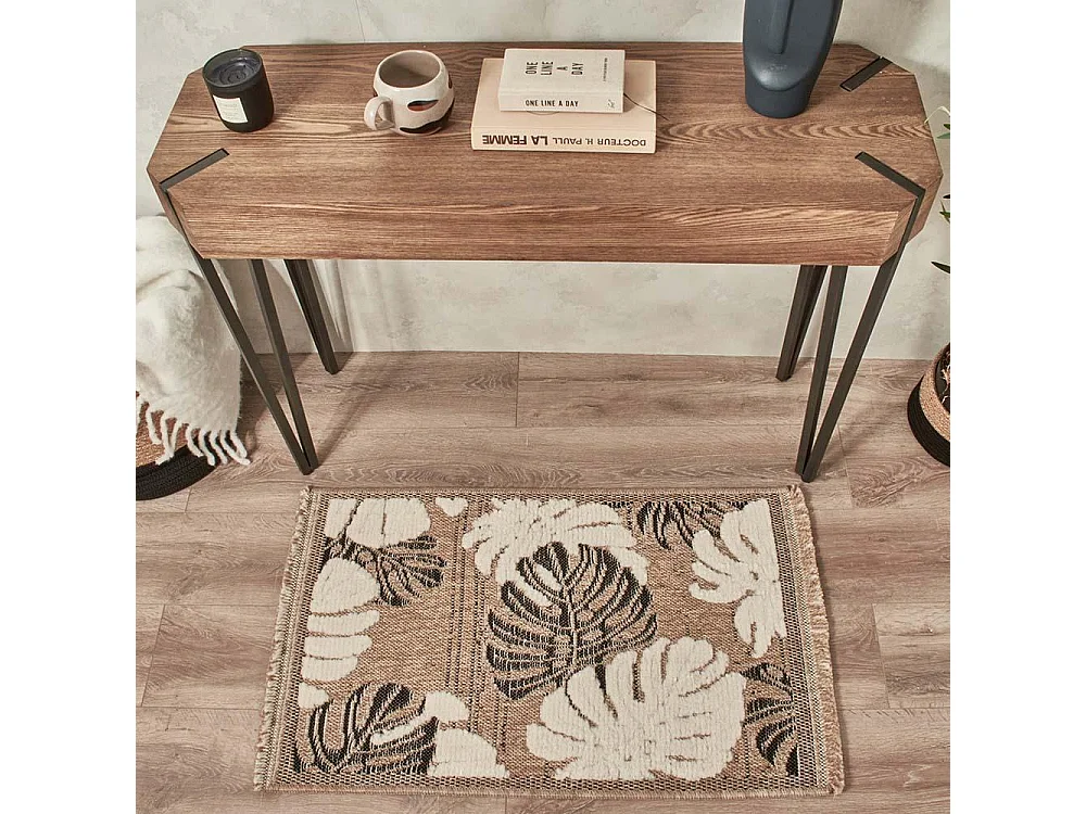 Tapis intérieur extérieur aspect jute noir Tijuana 9062 noir 90 x 67 cm