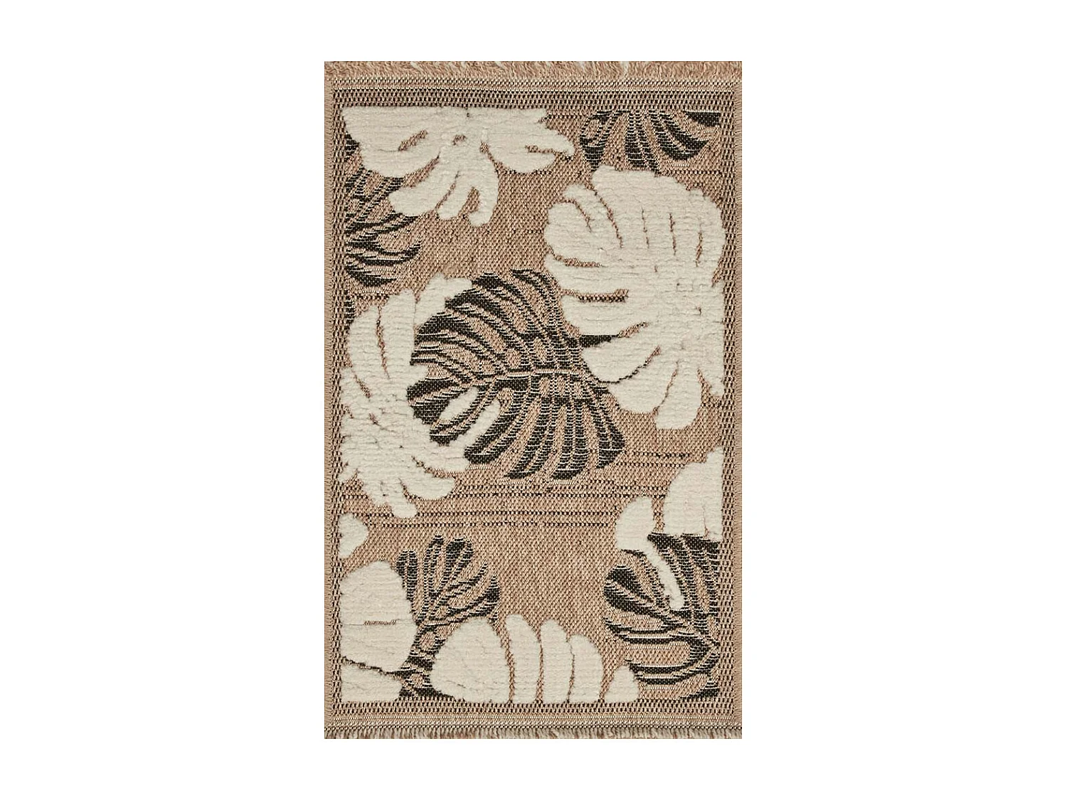 Tapis intérieur extérieur aspect jute noir Tijuana 9062 noir 90 x 67 cm