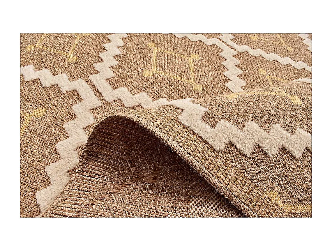 Tapis intérieur extérieur aspect jute jaune Tijuana 9041 90 x 67 cm
