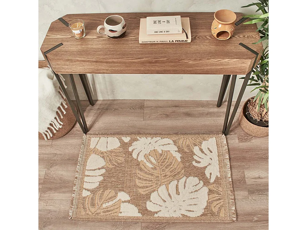 Tapis intérieur extérieur aspect jute jaune Tijuana 9062 180 x 67 cm