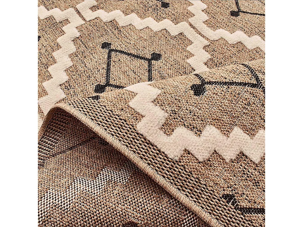 Tapis intérieur extérieur aspect jute noire Tijuana 9041 170 x 120 cm