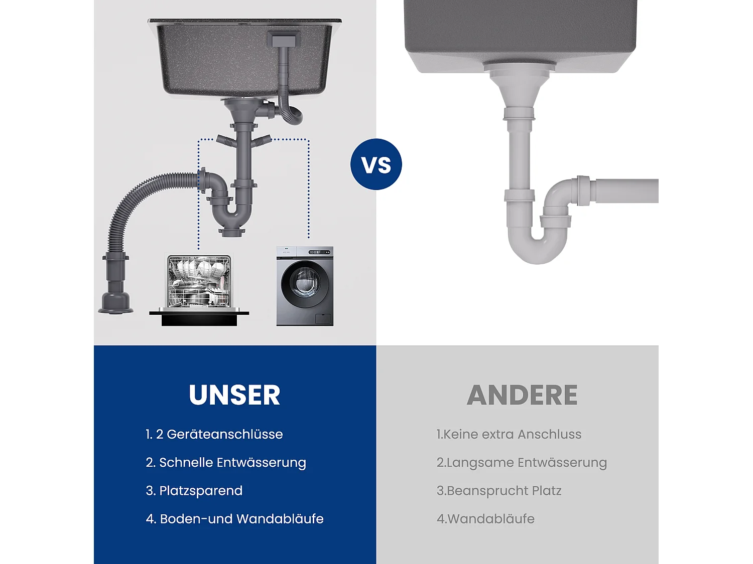 Cecipa max zwarte quartz spoelbak 50x45cm enkele wastafel granieten spoelbak, onderbouw spoelbak met enkele wastafel (zonder zeepdispenser),EU-model