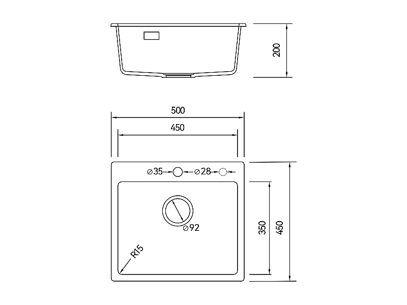 Evier Quartz Gris 50x45cm Cecipa max Evier 1 Bac Evier de Cuisine en Granit, Evier à Encastrer 1 Vasque (Sans Distributeur de Savon),EU Modèle