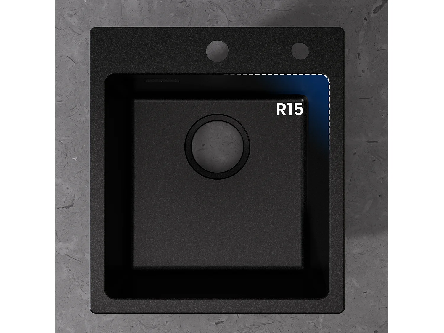 Cecipa max Evier Quartz Noir Evier 1 Bac en Quartz Evier de Cuisine en Granit, Evier à Encastrer Sans Distributeur de Savon (40x45x20cm),EU Modèle