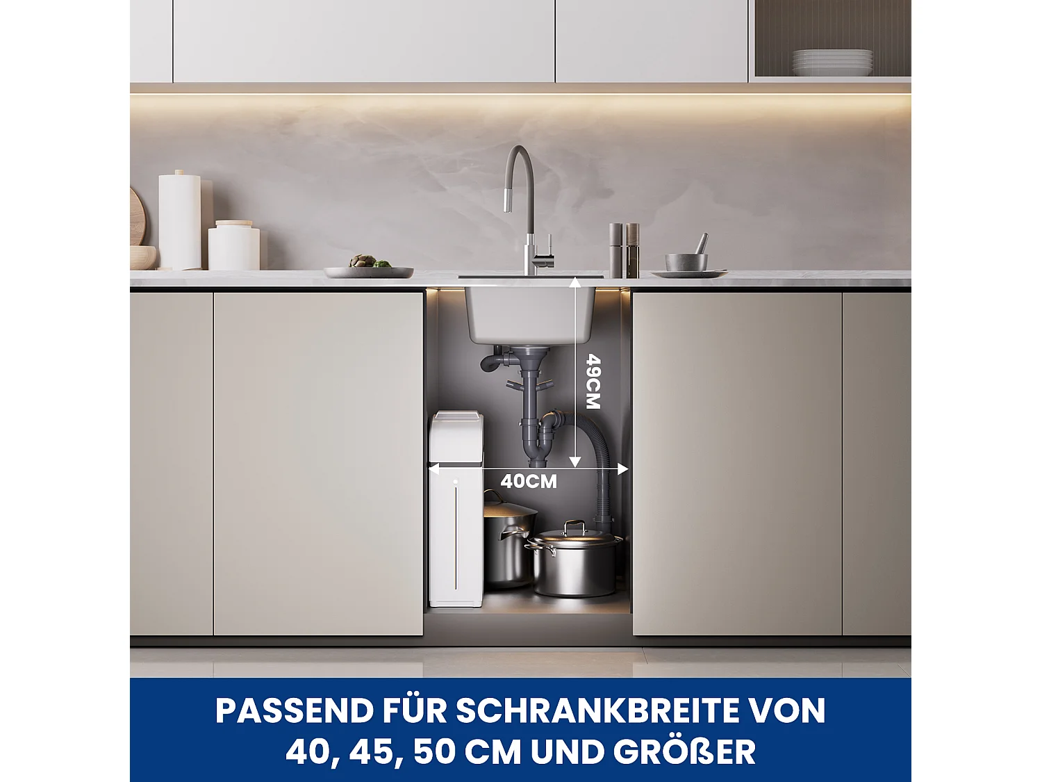 Cecipa max grijze kwartsspoelbak enkele bak kwartsspoelbak granieten keukenspoelbak, onderbouwspoelbak zonder zeepdispenser (40x45x20cm),EU-model