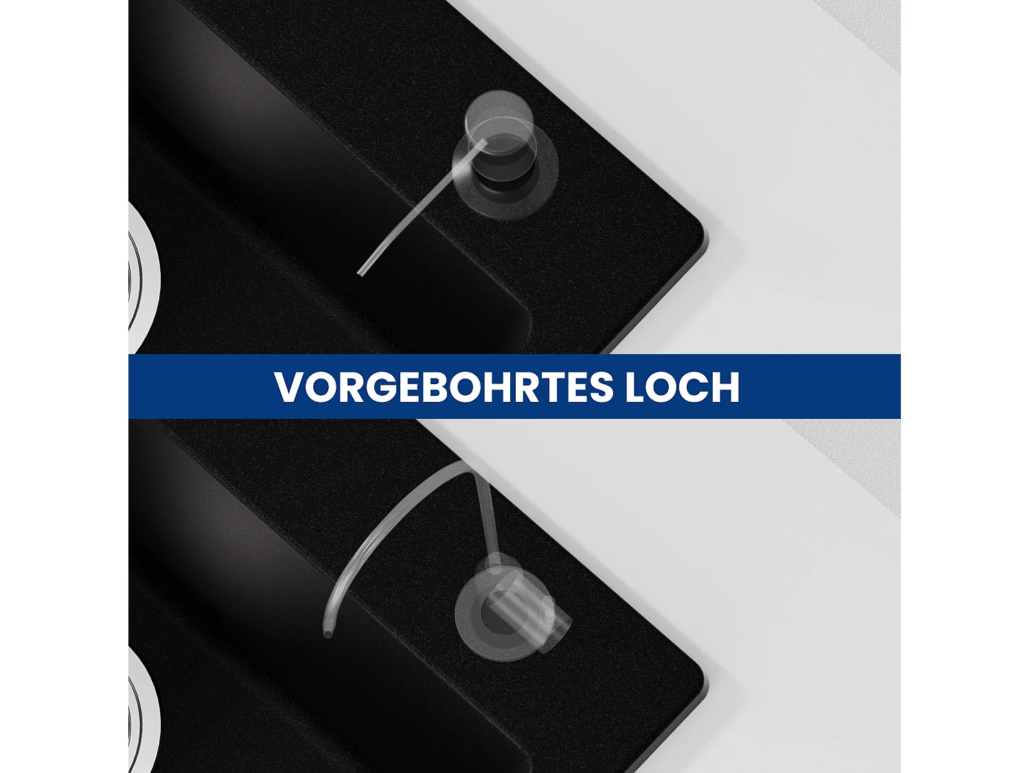 Lavello da Cucina Cecipa Max 1 Vasca 50x45 cm in Quarzo e Resina Lavello da Incasso 1 Vasca Senza Dispenser Sapone, Modello EU