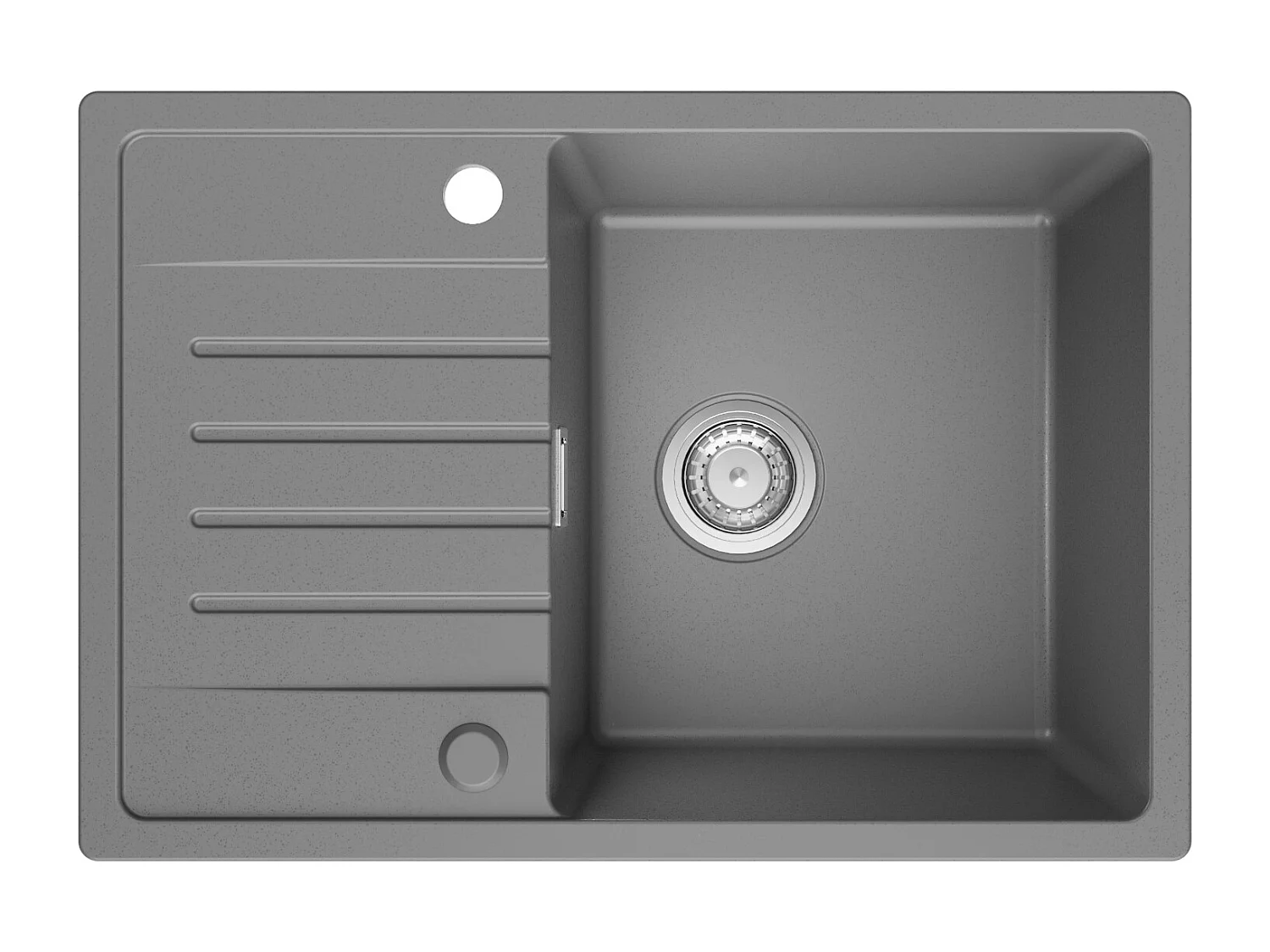 Cecipa max Evier 1 bac avec égouttoir - Evier à encastrer Quartz et résine - Evier de Cuisine avec étagère Gris (65 x 45 cm),EU Modèle