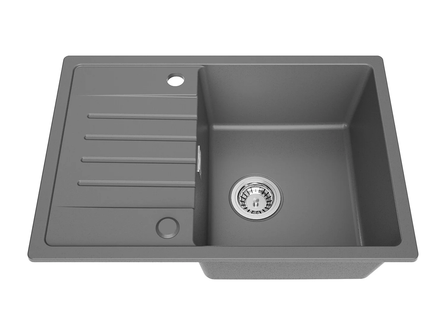 Cecipa max Evier à Encastrer 1 Bac avec Egouttoir, Quartz et Résine, Gris 65x45cm Evier 1 Bac en Quartz Evier de Cuisine en Granit,EU Modèle