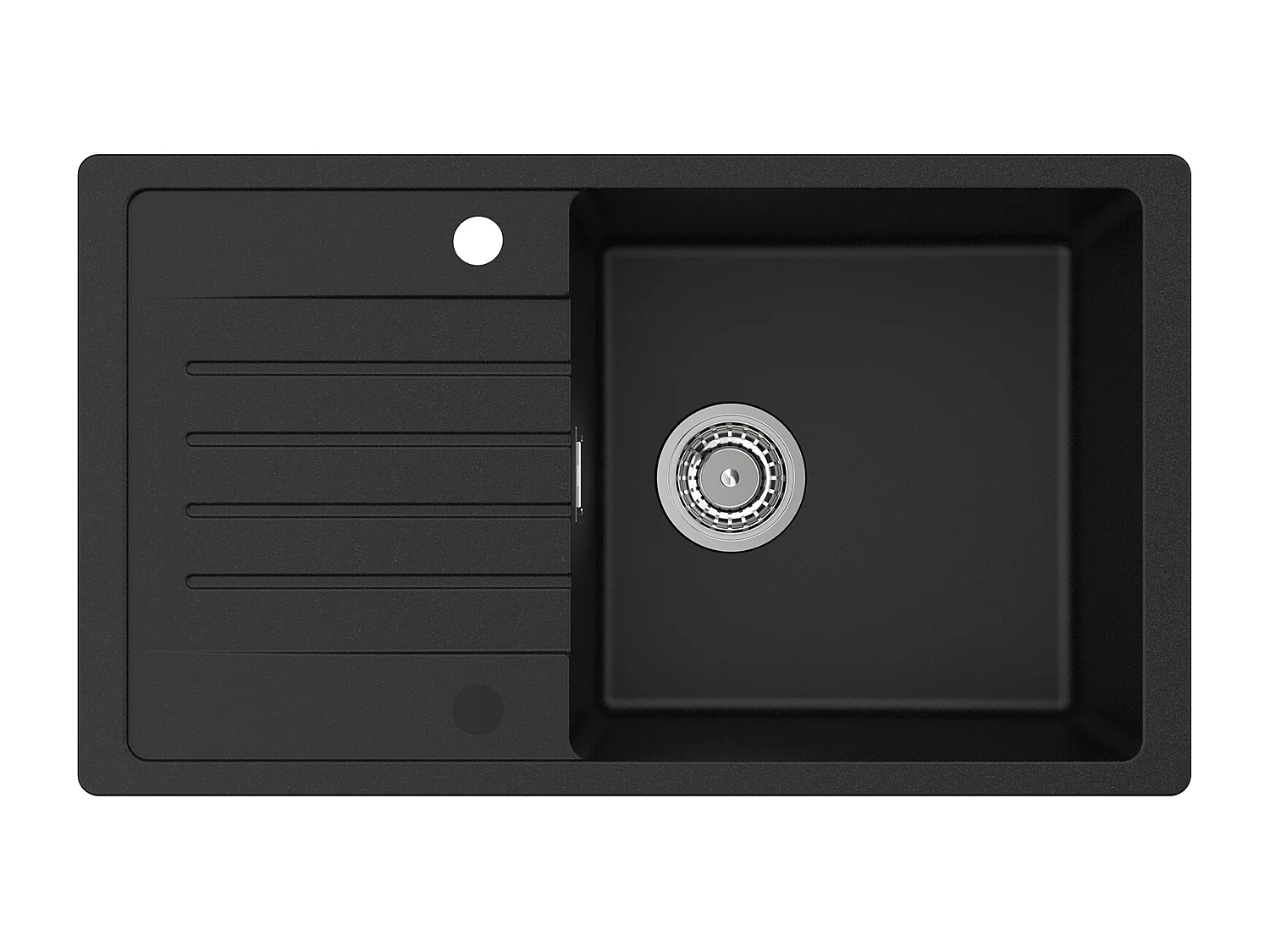 Cecipa max Evier 1 bac 78x45cm avec égouttoir - Evier à encastrer Quartz et résine - Evier de Cuisine avec étagère Noir!!!,EU Modèle