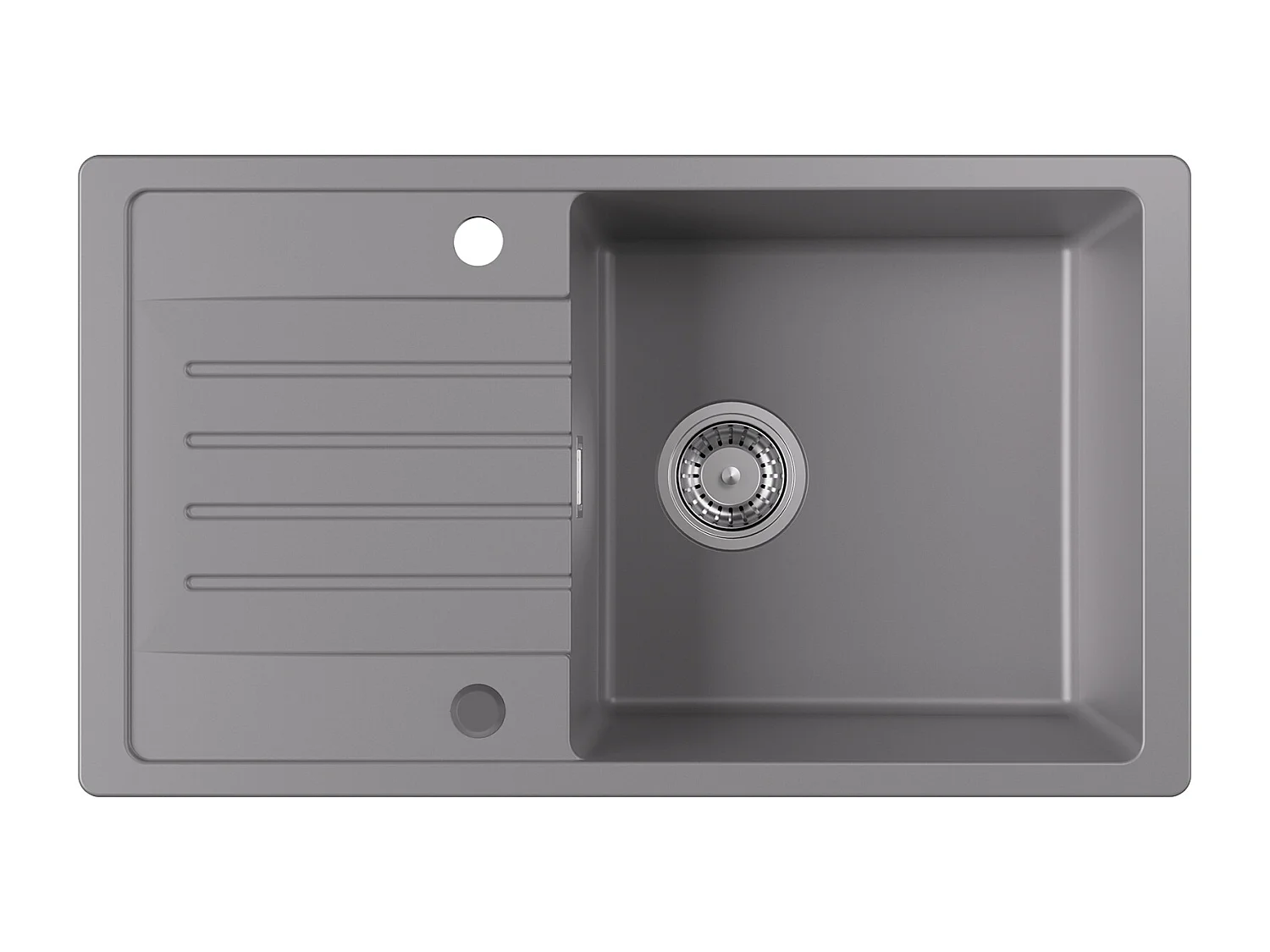 Cecipa max Evier de Cuisine avec Egouttoir Evier 1 Bac en Quartz et Résine 78x45cm Evier Cuisine en Granit Gris!!!,EU Modèle
