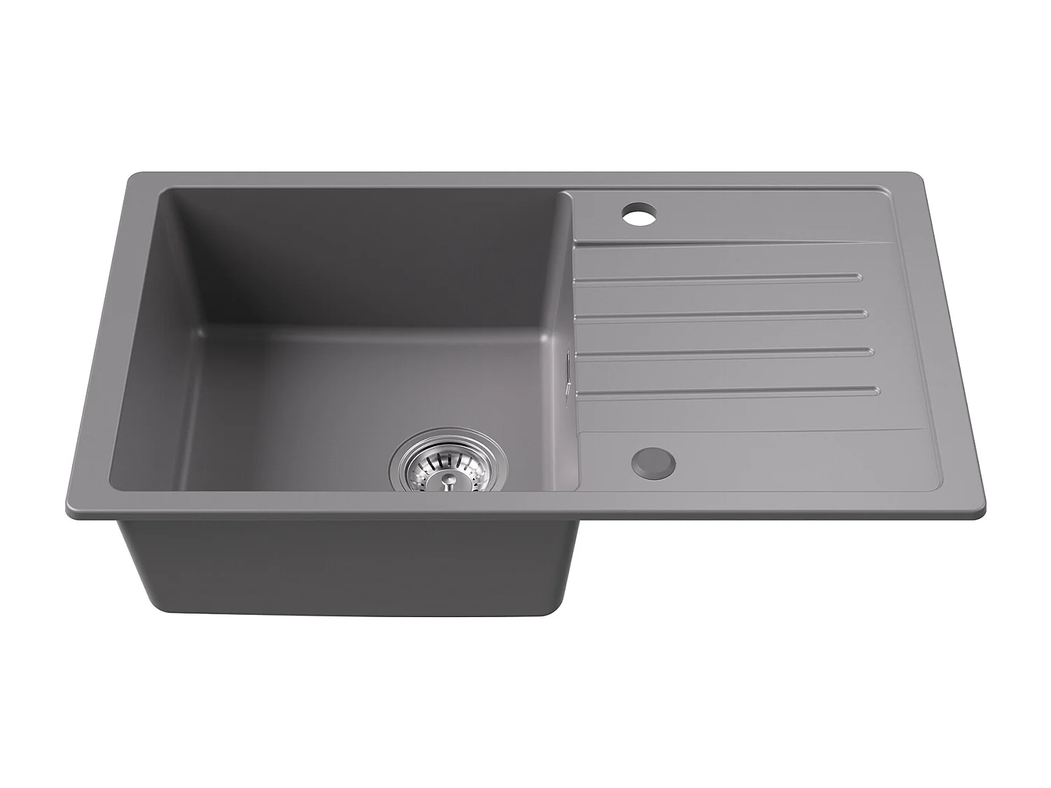 Cecipa max Evier de Cuisine avec Egouttoir Evier 1 Bac en Quartz et Résine 78x45cm Evier Cuisine en Granit Gris!!!,EU Modèle