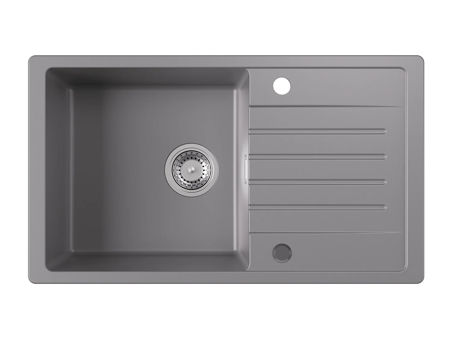 Fregadero Cecipa max 1 seno 78x45cm con escurridor Fregadero de cuarzo y resina Gris Fregadero con estante, Modelo UE