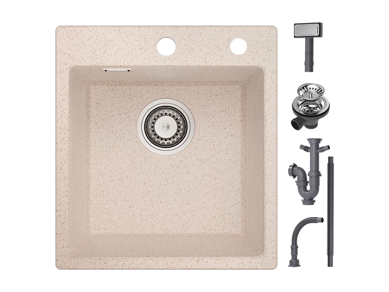 Cecipa max Evier 1 Bac en Quartz et Résine Evier de Cuisine 40x45cm Evier à Encastrer 1 cuve (Couleur avoine),EU Modèle