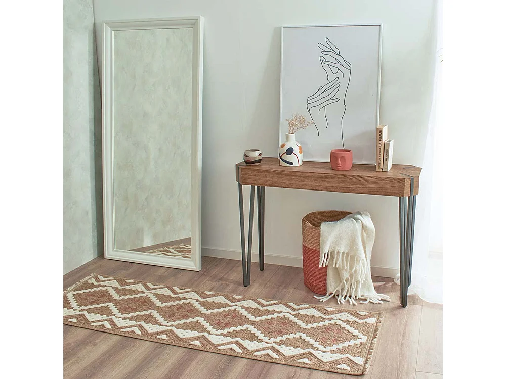 Tapis intérieur extérieur aspect jute terracotta Tijuana 9054 180 x 67 cm